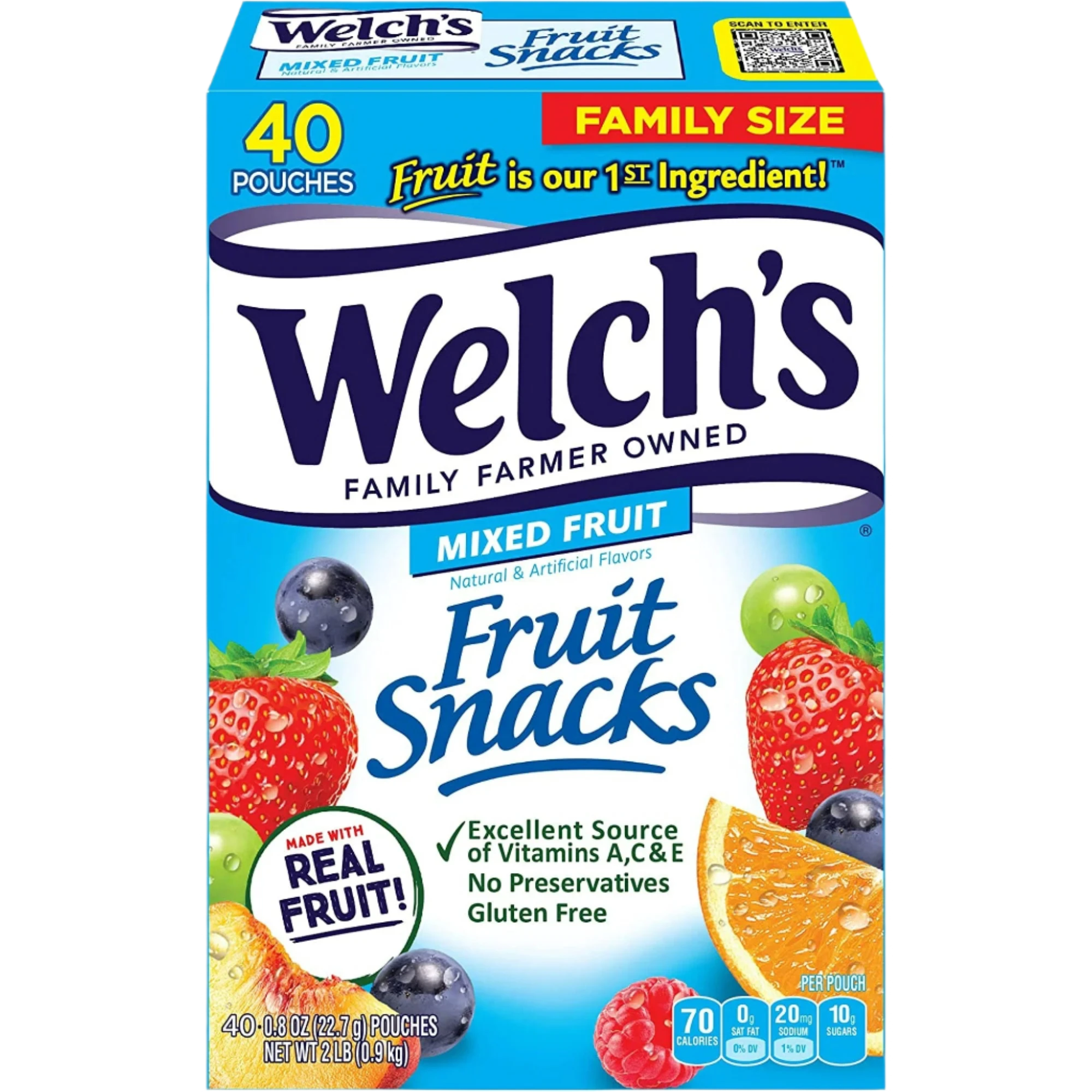 Welch's® Fruit Snacks 2lb - 40 pack (0.8oz Pouches)